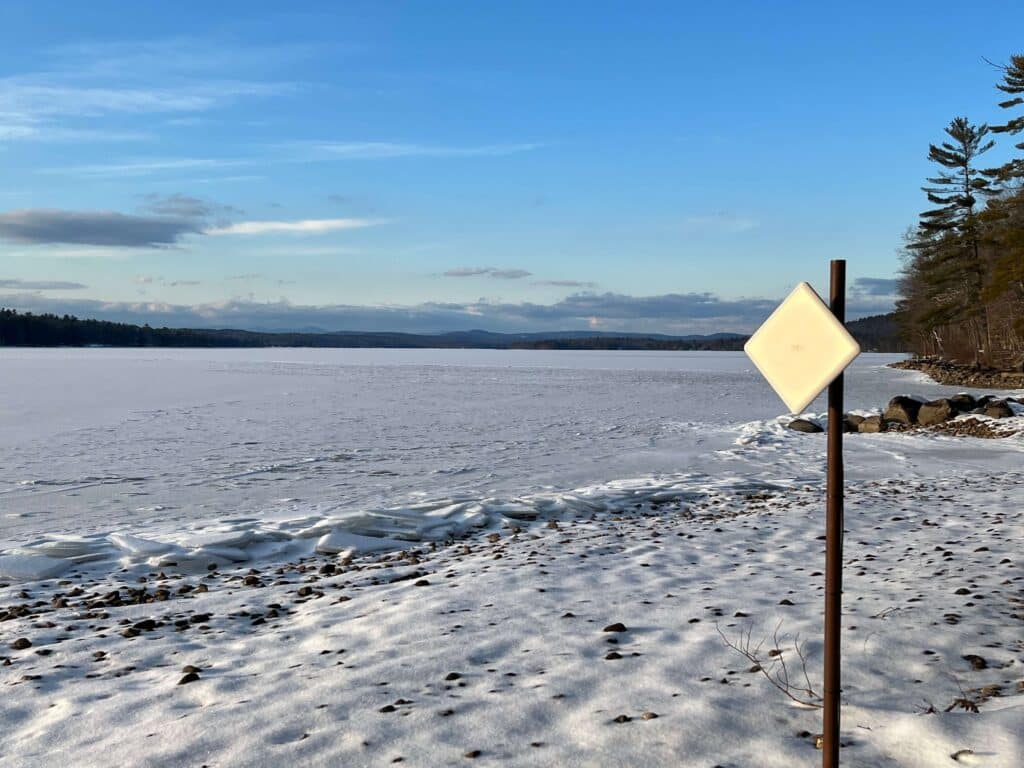 An Outdoor LTE Wideband Router is installed at a residence along Long Lake in Harrison, ME by Outer Reach Broadband. Outer Reach launched its affordable, high-speed internet service in the Long Lake region towns of Harrison and Naples in January 2022. 